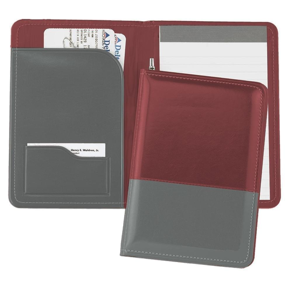Duplex Junior Folder-Faux Leather Vinyl-Burgundy / Grey