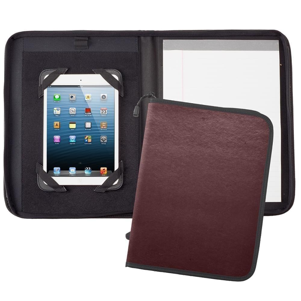 Tribeca Tablet Folder W/Zipper Closure-Polished-Burgundy