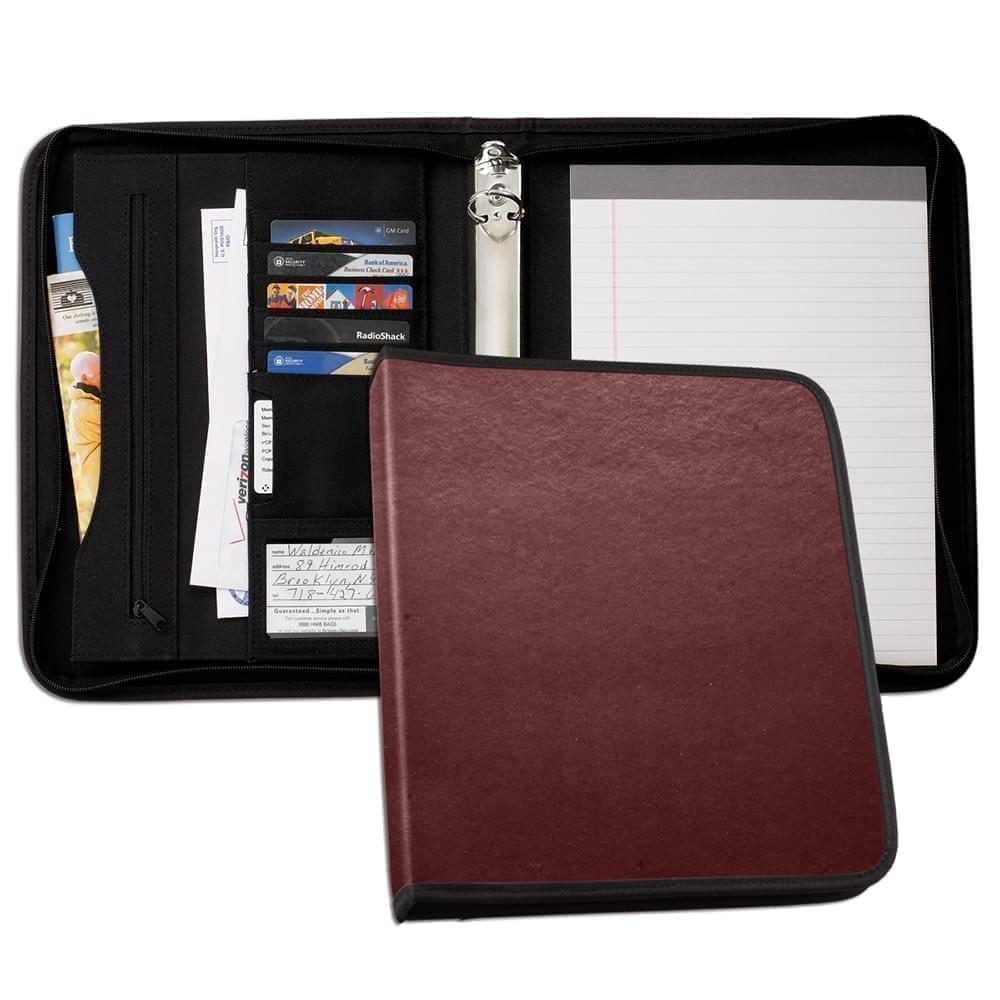 Tribeca 1" Zipper Ring Binder-Polished-Burgundy