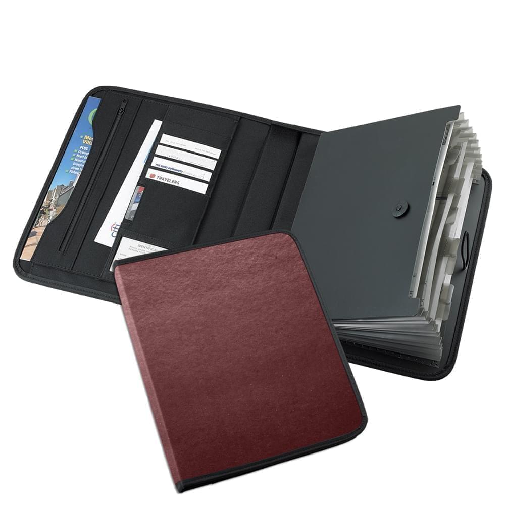 Tribeca-Accordion Portfolio-600 Denier Nylon or Faux Leather Vinyl-Burgundy