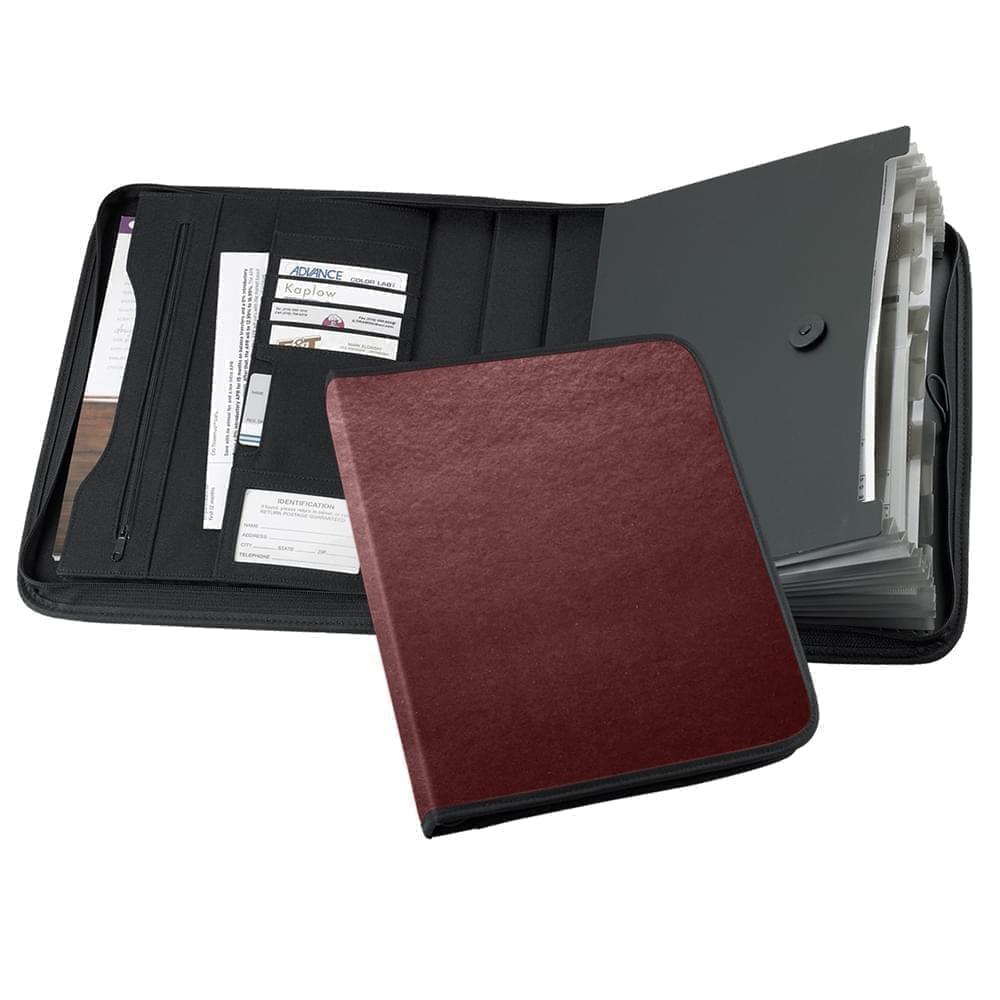 Tribeca-Accordion Zipper Portfolio-600 Denier Nylon or Faux Leather Vinyl-Burgundy
