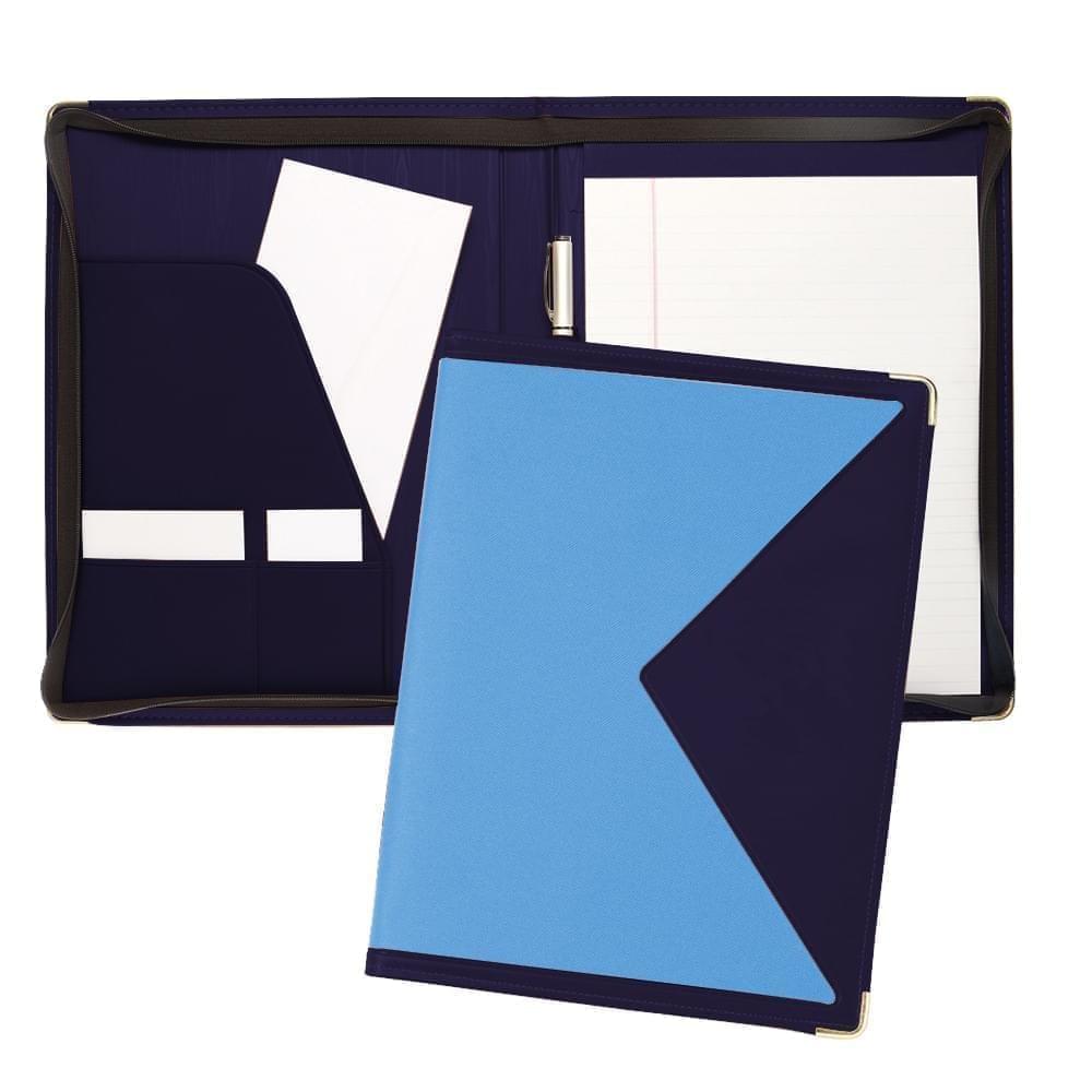 Edge Letter Zipper Folder-600 Denier Nylon and Faux Leather Vinyl-Columbia / Navy