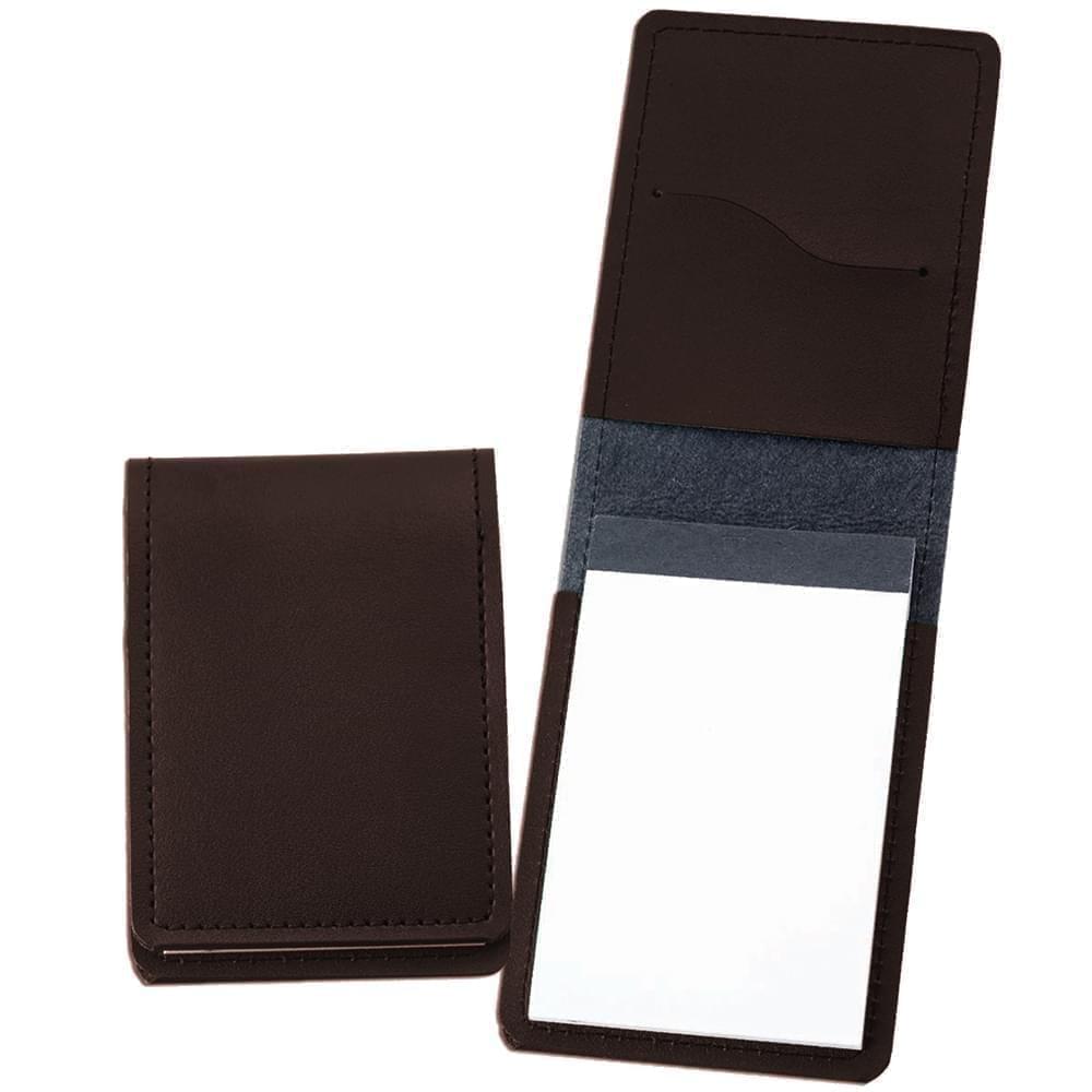 Stitched Memo Pad-Faux Leather Vinyl-Dark Brown