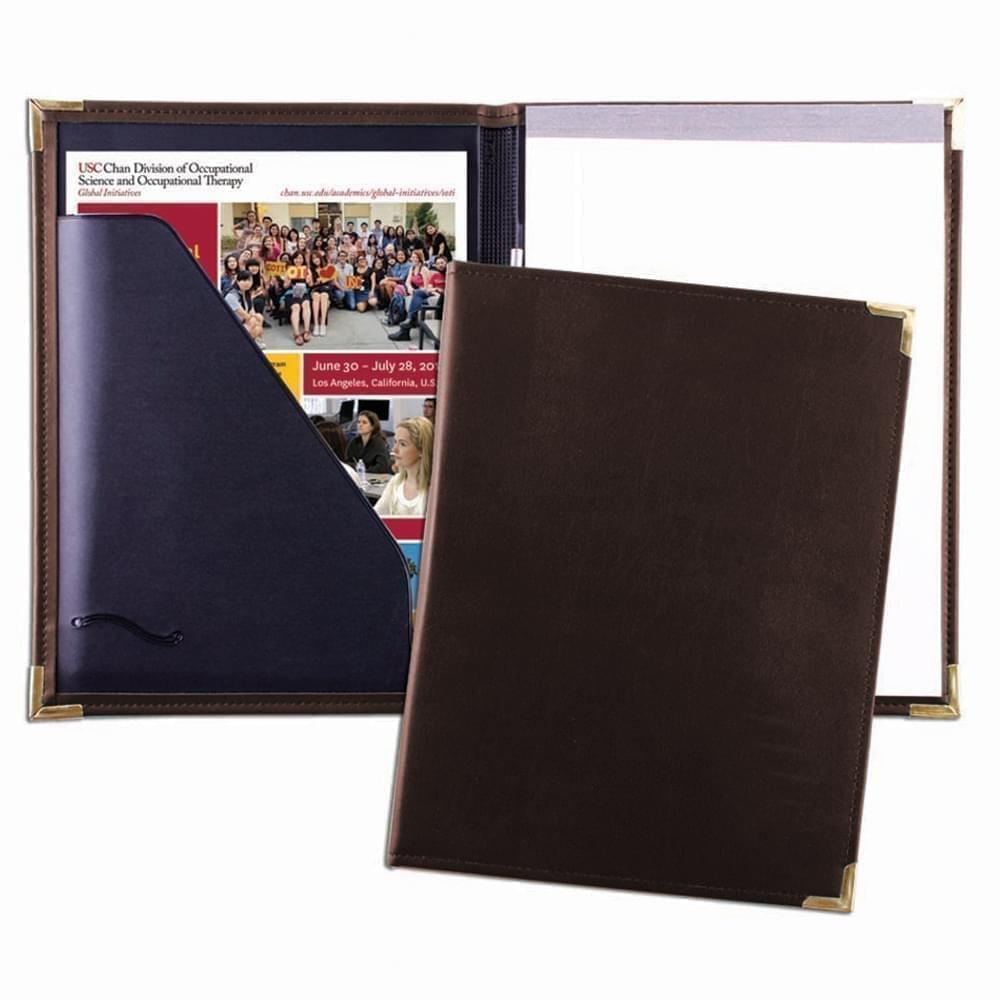Stitched Letter Folder-Faux Leather Vinyl-Dark Brown
