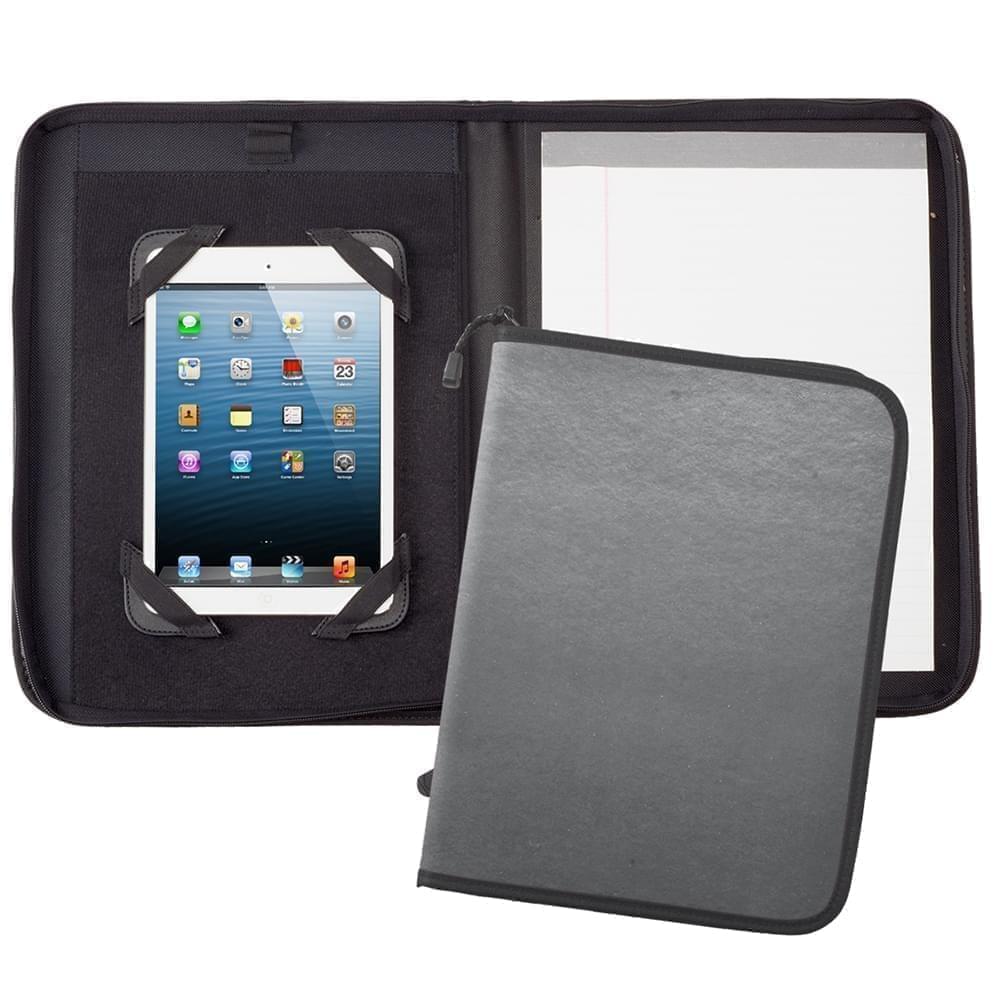 Tribeca Tablet Folder W/Zipper Closure-Polished-Gray