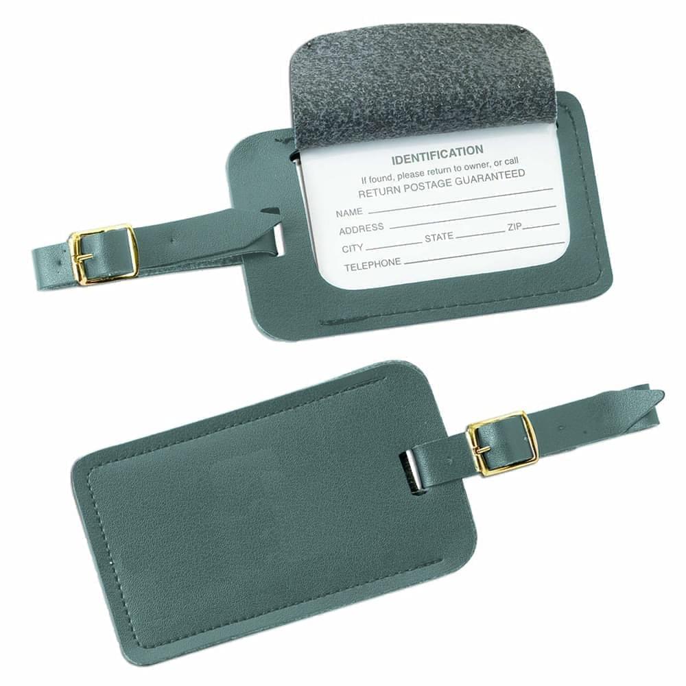 Stitched Luggage Tag-Faux Leather Vinyl-Gray