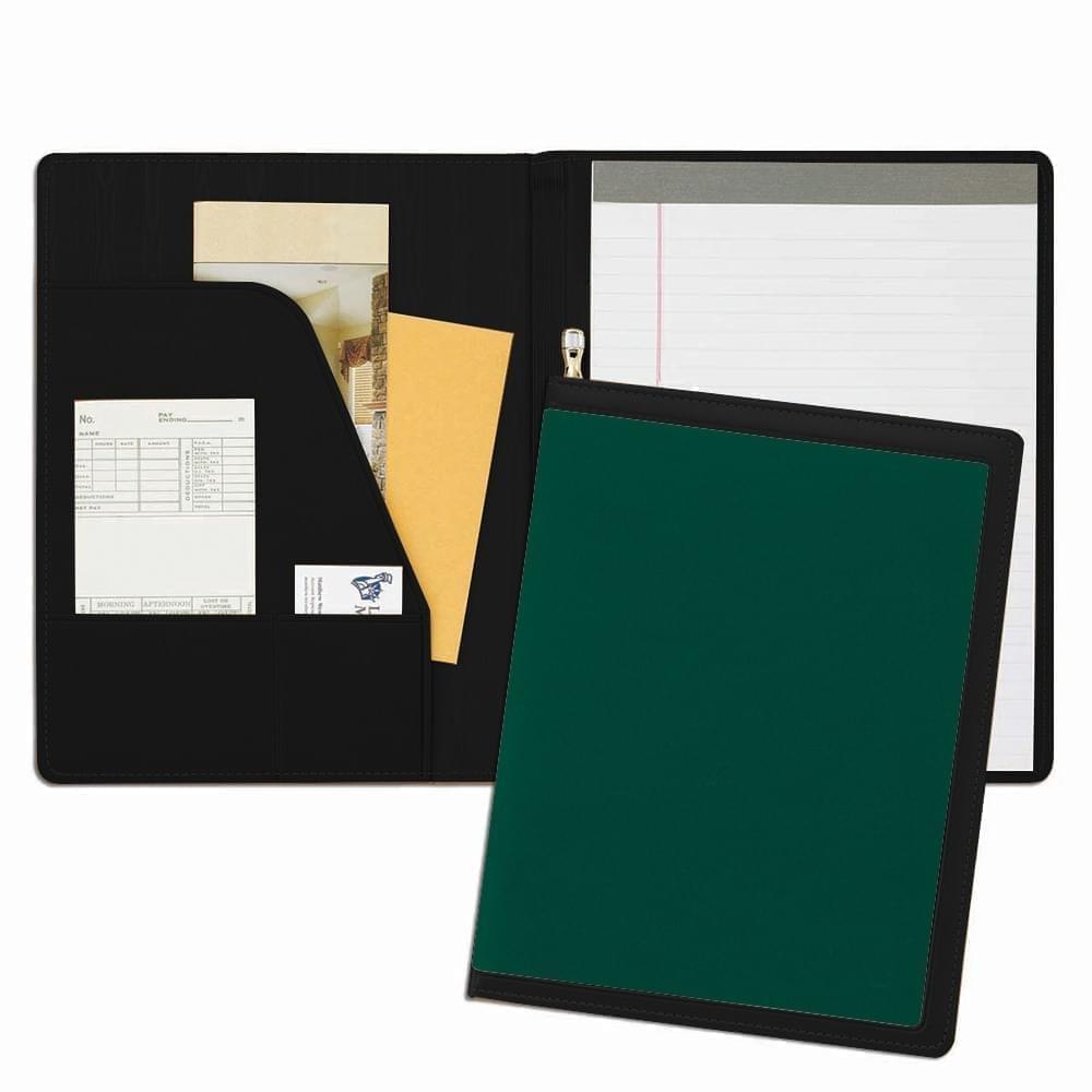 Edge Embroidered Letter Folder-600 Denier Nylon and Faux Leather Vinyl-Hunter Green / Black