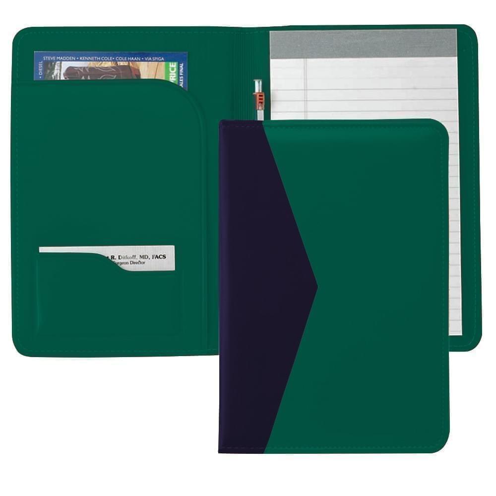 Accent Stitched Junior Folder-Faux Leather Vinyl-Hunter Green / Navy