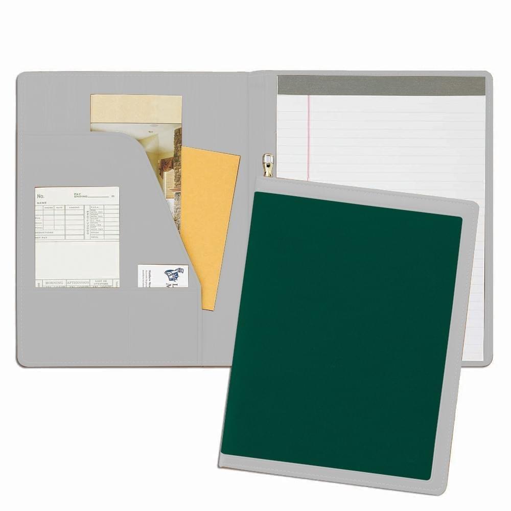 Edge Embroidered Letter Folder-600 Denier Nylon and Faux Leather Vinyl-Hunter Green / White