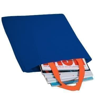 USA Made Poly Market Shopping Tote Bags, Royal Blue-Orange, ISAD317A00