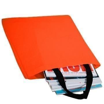 USA Made Poly Market Shopping Tote Bags, Orange-Black, ISAD317AXR