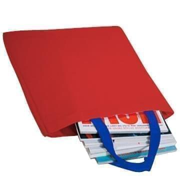 USA Made Poly Market Shopping Tote Bags, Red-Royal Blue, ISAD317AZ3
