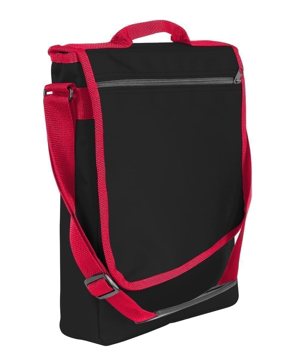 USA Made Nylon Poly Laptop Bags, Black-Red, LHCBA29AO2