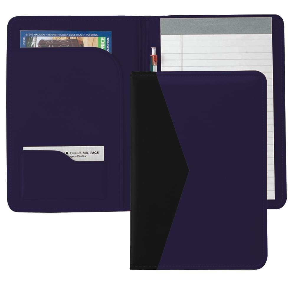 Accent Stitched Junior Folder-Faux Leather Vinyl-Navy / Black