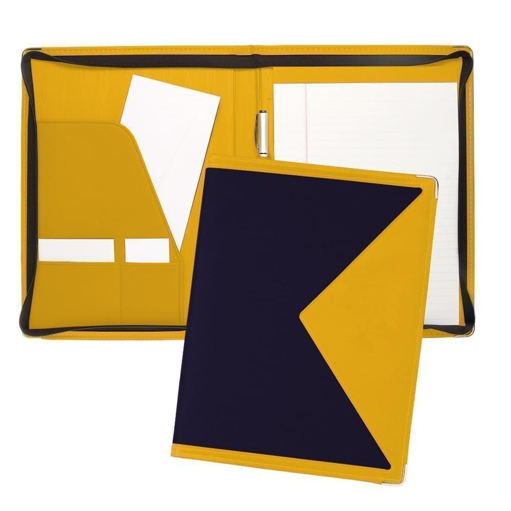 Edge Letter Zipper Folder-600 Denier Nylon and Faux Leather Vinyl-Navy / Gold