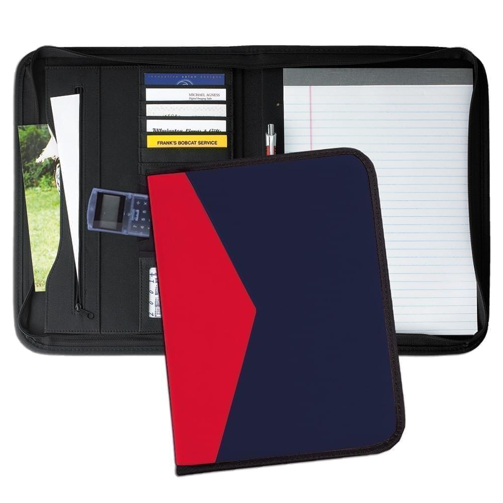 Tribeca Dual Tone Zipper Folder-600 Denier Nylon and Faux Leather Vinyl-Navy / Red