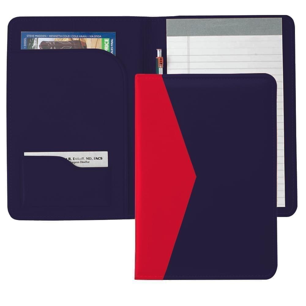 Accent Stitched Junior Folder-Faux Leather Vinyl-Navy / Red