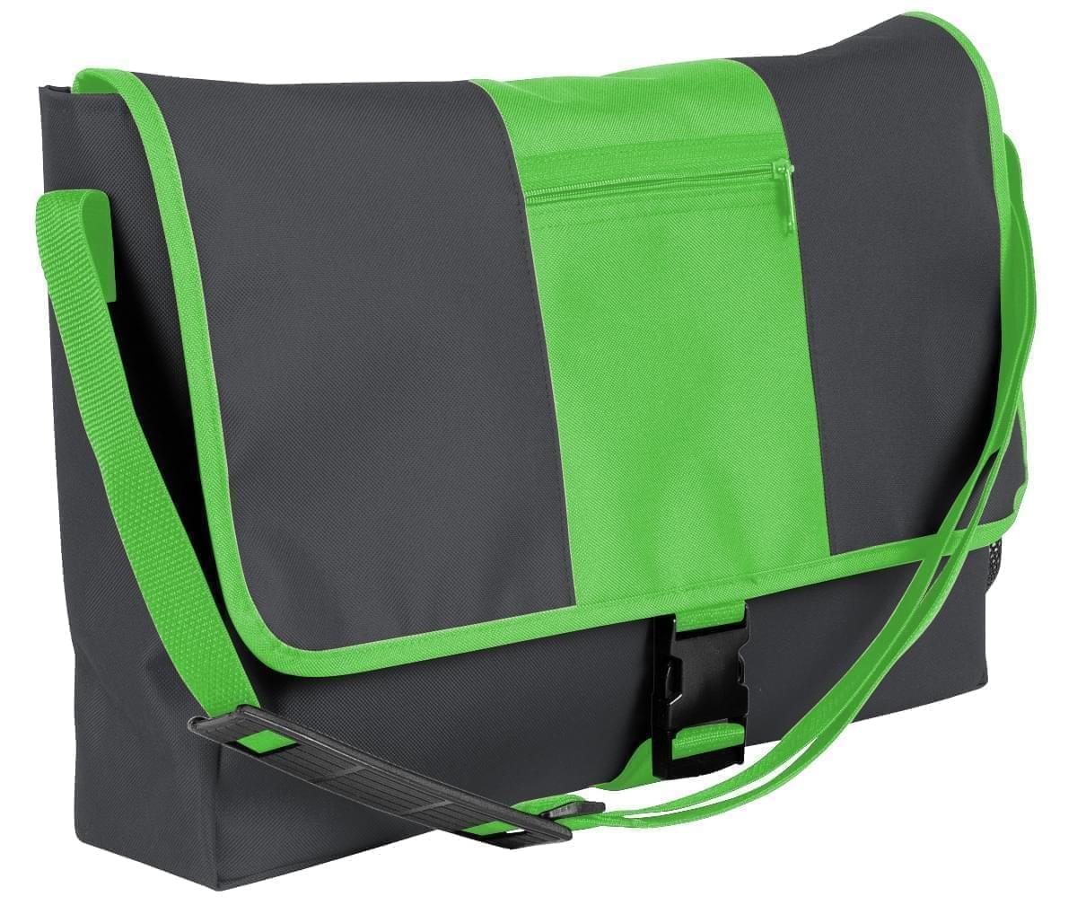 USA Made Nylon Poly Dad Shoulder Bags, Graphite-Lime, OHEDA19ARY