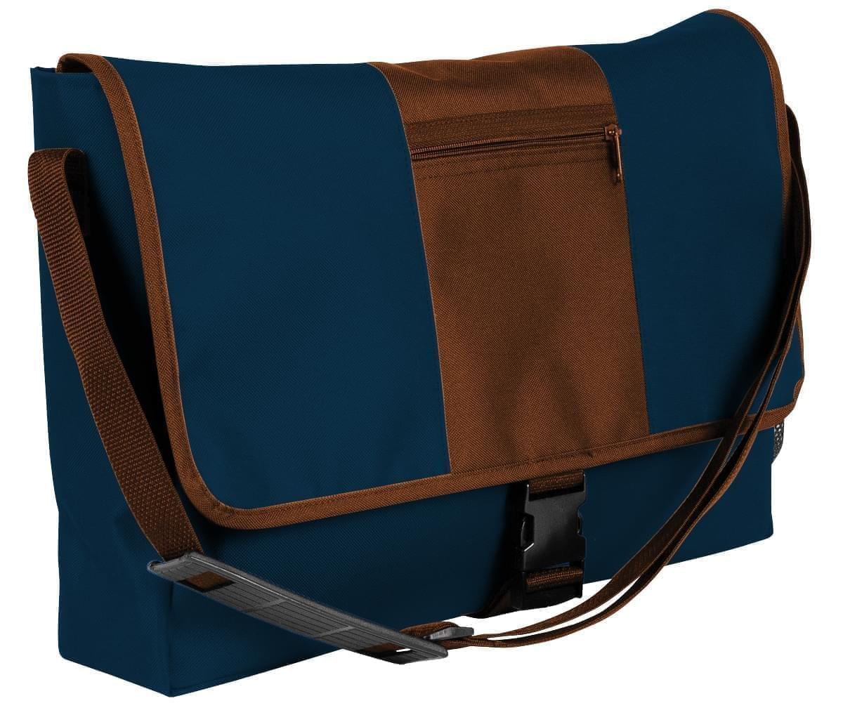 USA Made Nylon Poly Dad Shoulder Bags, Navy-Brown, OHEDA19AWD