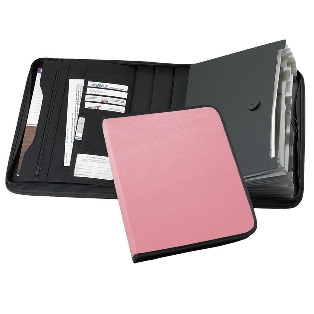 Tribeca-Accordion Zipper Portfolio-600 Denier Nylon or Faux Leather Vinyl-Pink