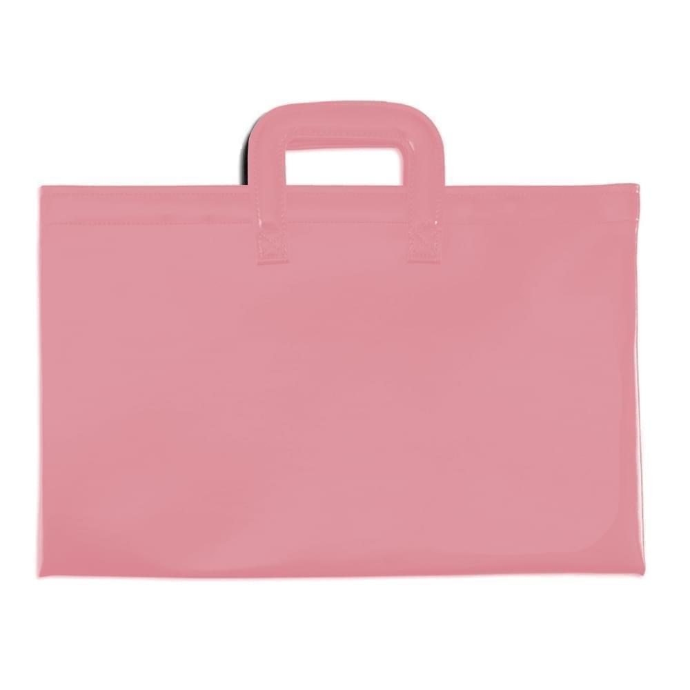 Briefcase with Luggage Handles-Faux Leather Vinyl-Pink