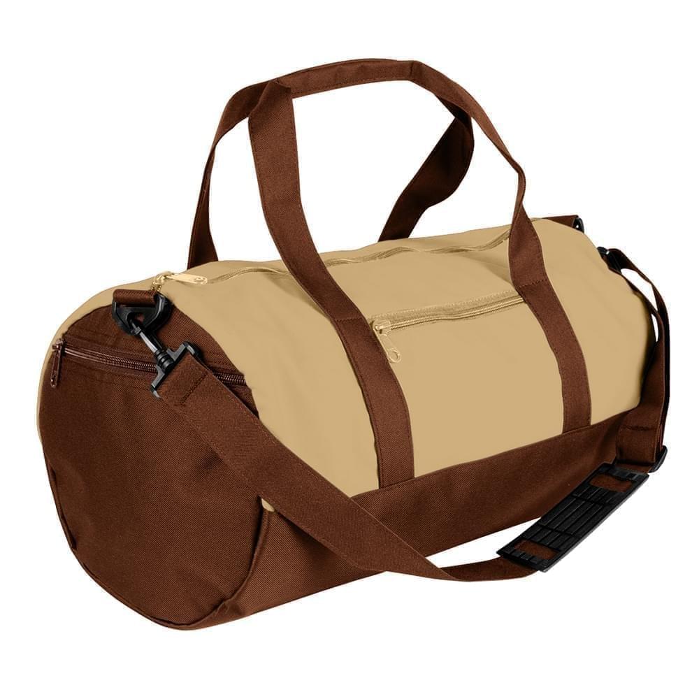 USA Made Nylon Poly Athletic Barrel Bags, Khaki-Brown, PMLXZ2AA2D