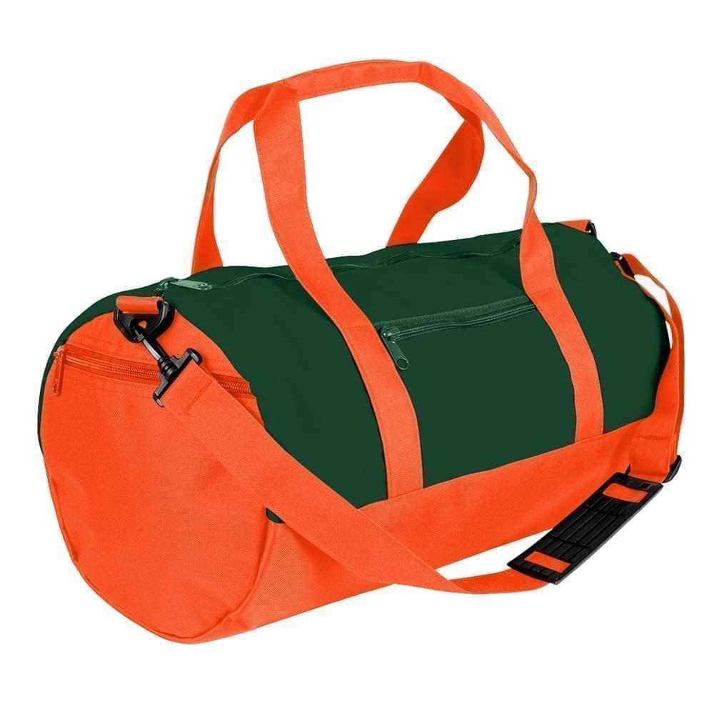 USA Made Heavy Canvas Athletic Barrel Bags, Hunter Green-Orange, PMLXZ2AAL0