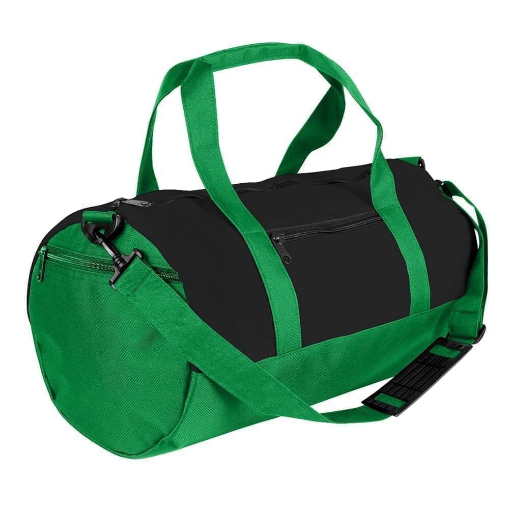 USA Made Nylon Poly Athletic Barrel Bags, Black-Kelly Green, PMLXZ2AAOH