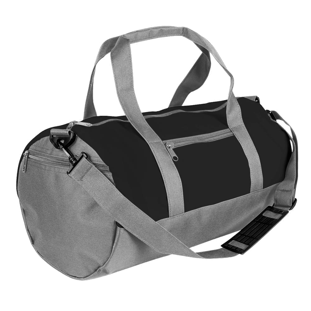 USA Made Nylon Poly Athletic Barrel Bags, Black-Grey, PMLXZ2AAON