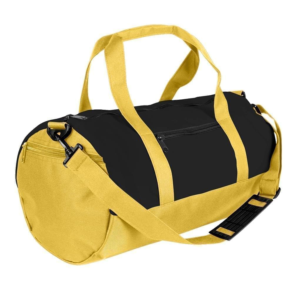 USA Made Nylon Poly Athletic Barrel Bags, Black-Gold, PMLXZ2AAOQ