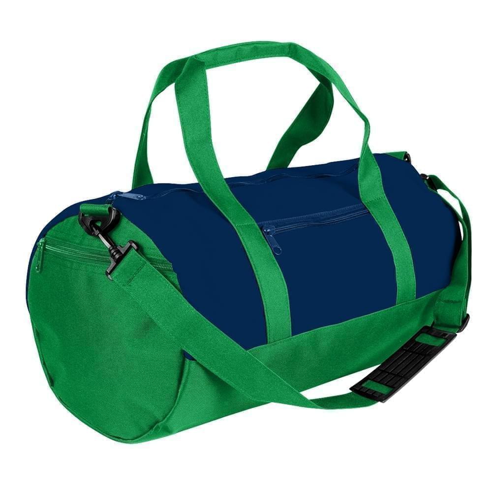 USA Made Nylon Poly Athletic Barrel Bags, Navy-Kelly Green, PMLXZ2AAWH
