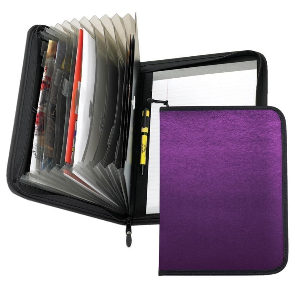 Accordion Zipper Folder-600 Denier Nylon or Faux Leather Vinyl-Purple