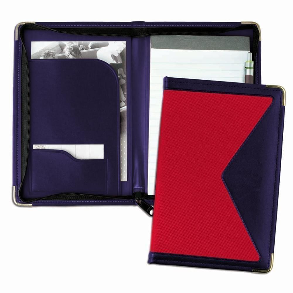 Edge Junior Zipper Folder-600 Denier Nylon and Faux Leather Vinyl-Red / Navy