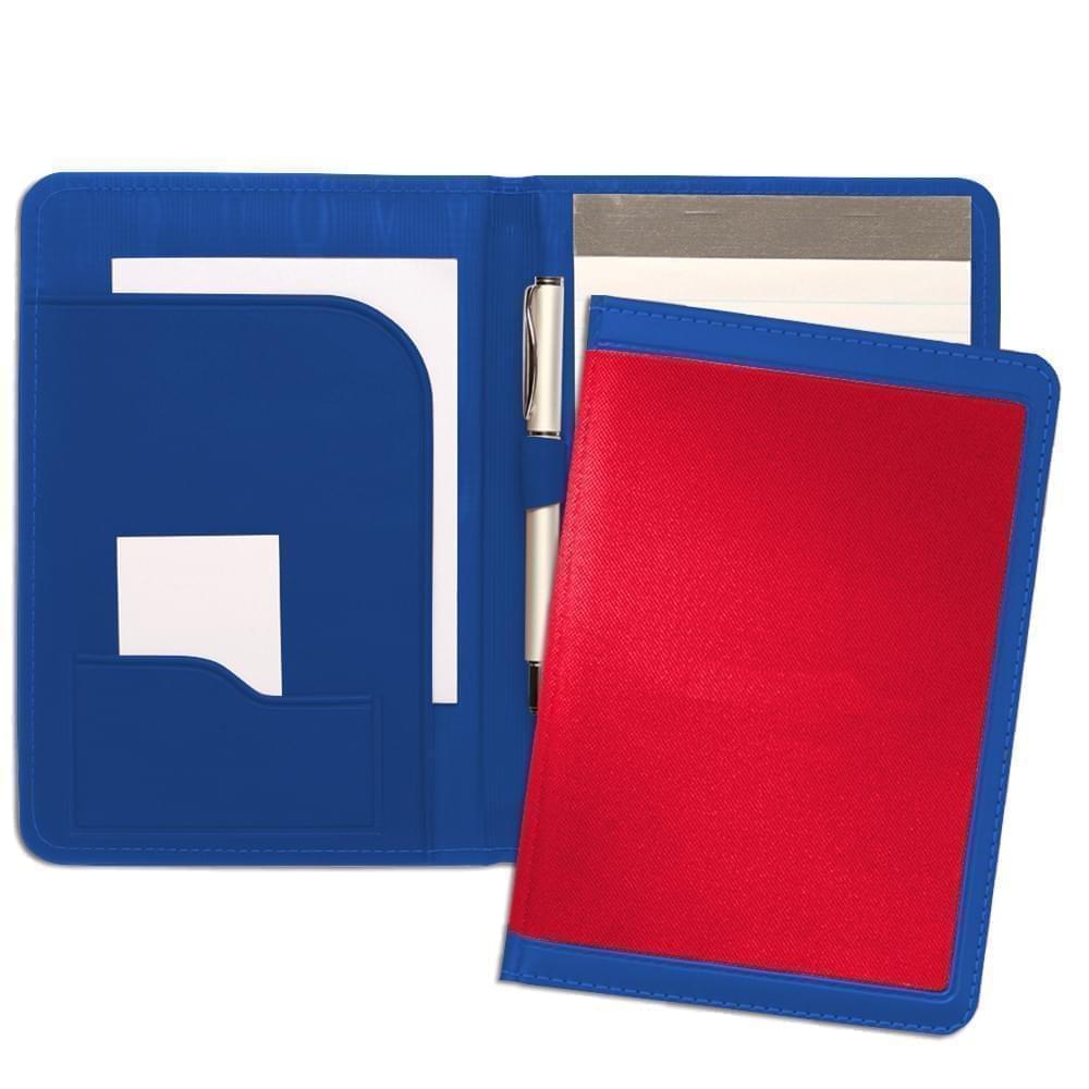 Edge Embroidered Junior Folder-600 Denier Nylon and Faux Leather Vinyl-Red / Royal Blue