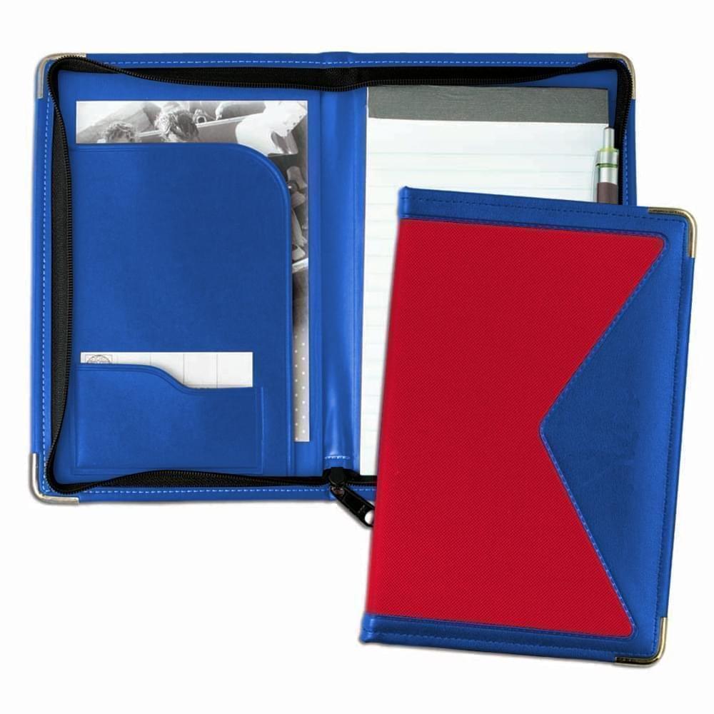 Edge Junior Zipper Folder-600 Denier Nylon and Faux Leather Vinyl-Red / Royal Blue