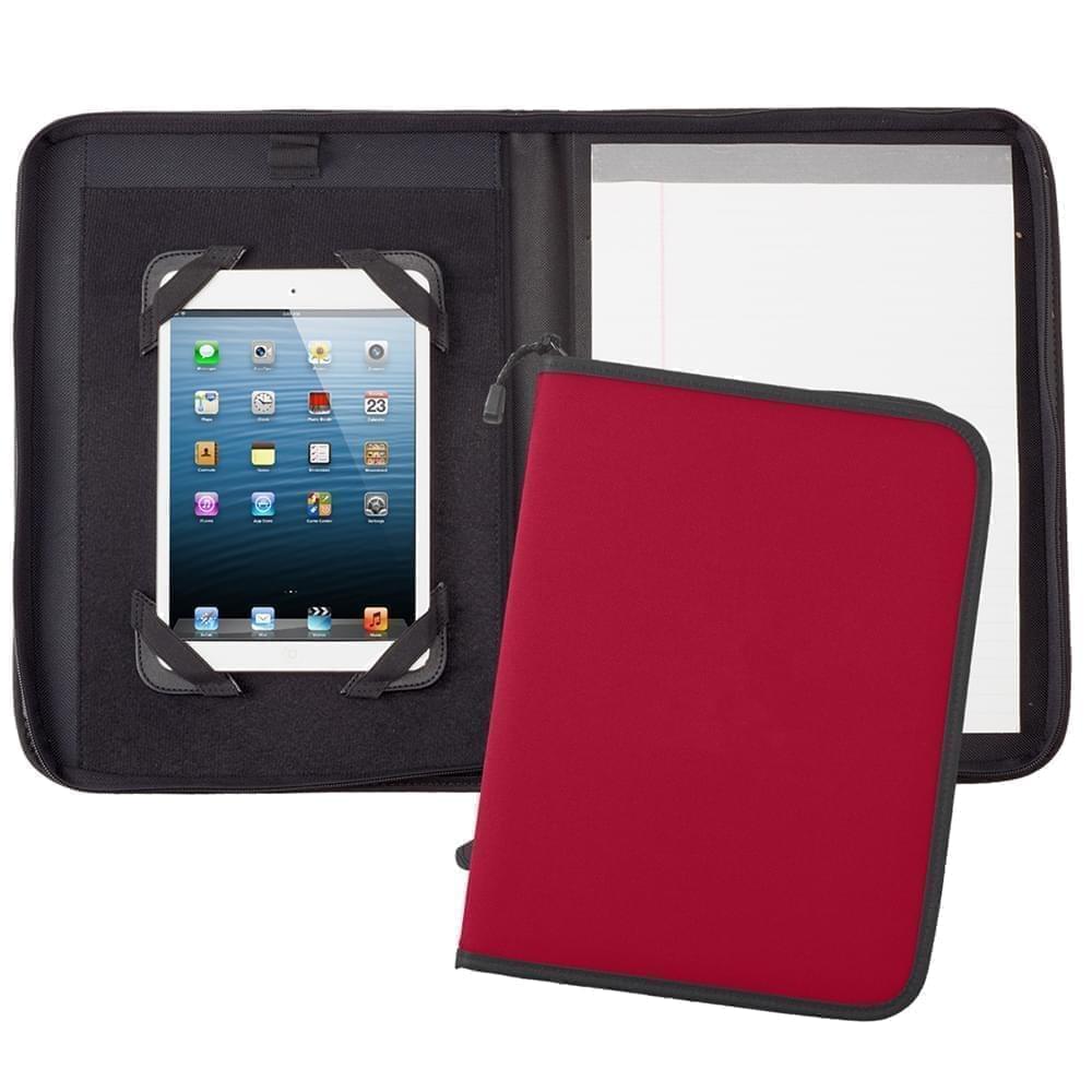 Tribeca Tablet Folio with Zipper Closure-Nylon-Red