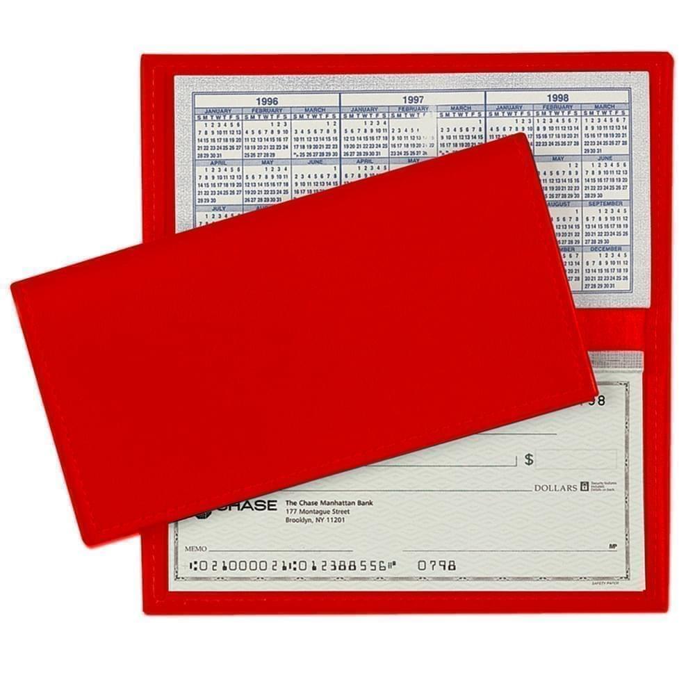 Checkbook Cover-Faux Leather Vinyl-Red