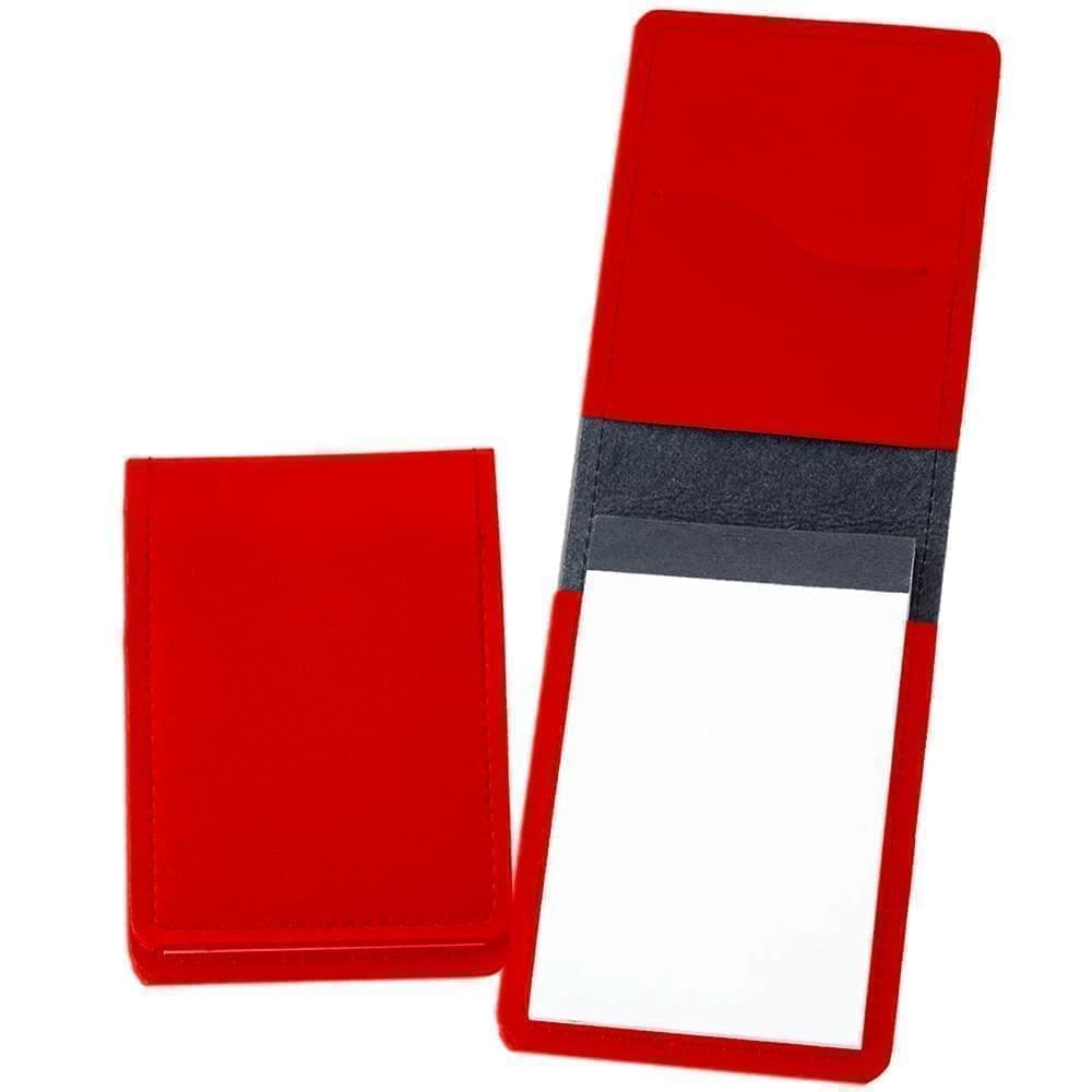 Stitched Memo Pad-Faux Leather Vinyl-Red