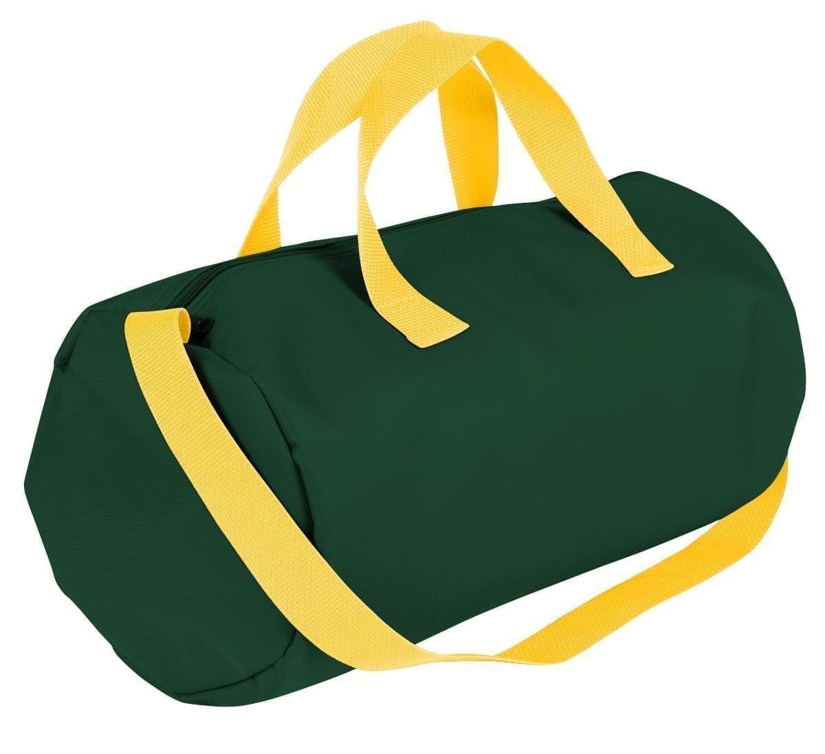 USA Made Nylon Poly Gym Roll Bags, Hunter Green-Gold, ROCX31AAS5