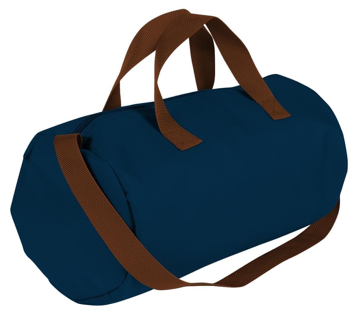 USA Made Nylon Poly Gym Roll Bags, Navy-Brown, ROCX31AAWS