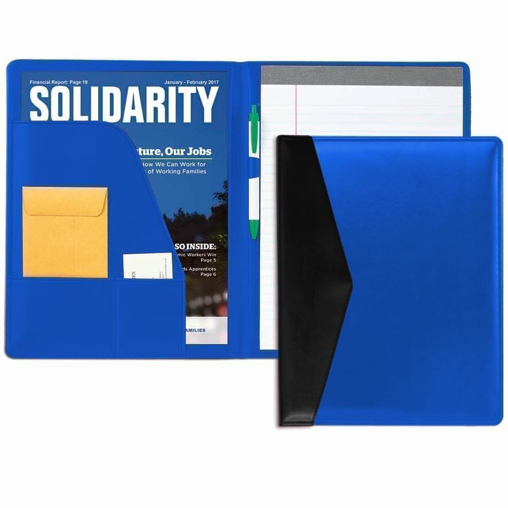 Accent Stitched Letter Folder-Faux Leather Vinyl-Royal Blue / Black