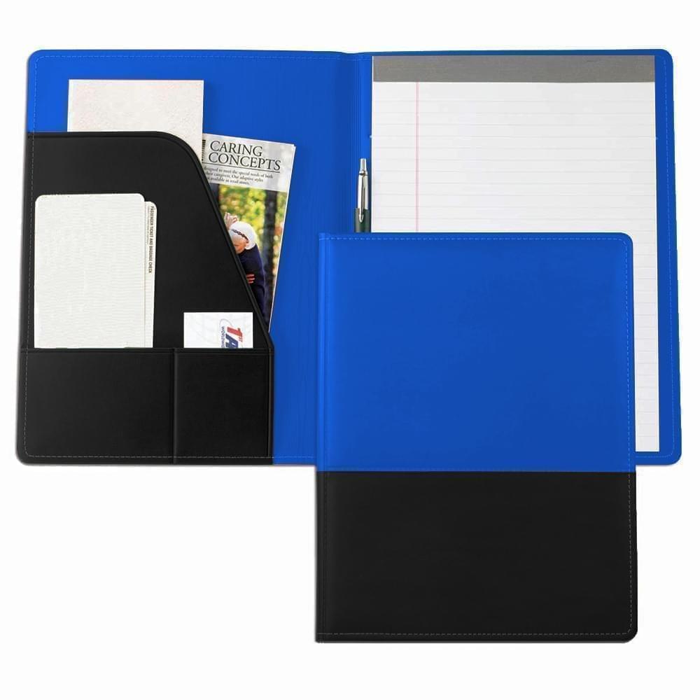 Duplex Letter Folder-Faux Leather Vinyl-Royal Blue / Black