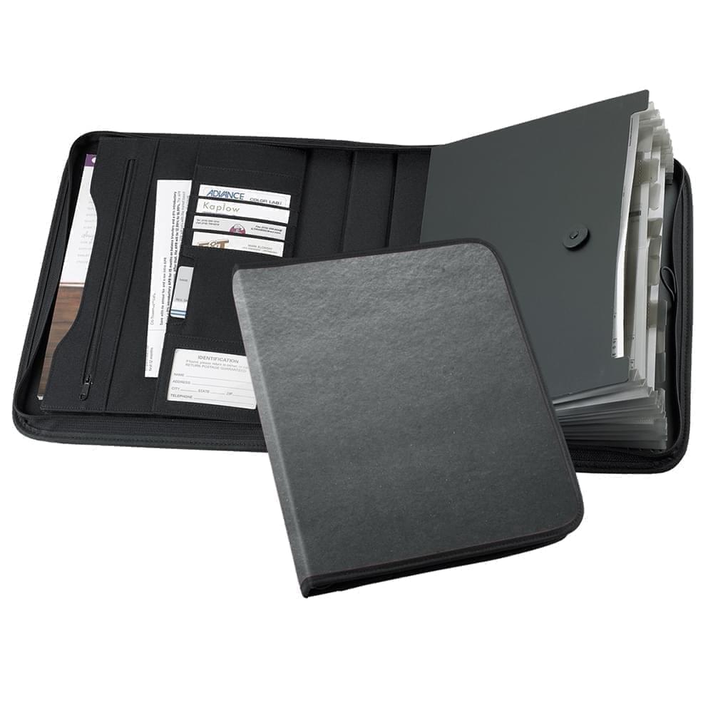 Tribeca-Accordion Zipper Portfolio-600 Denier Nylon or Faux Leather Vinyl-Silver