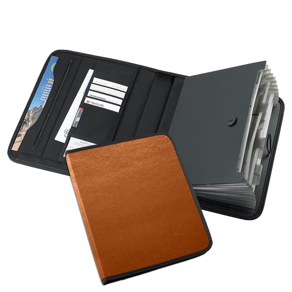 Tribeca-Accordion Portfolio-600 Denier Nylon or Faux Leather Vinyl-Tan