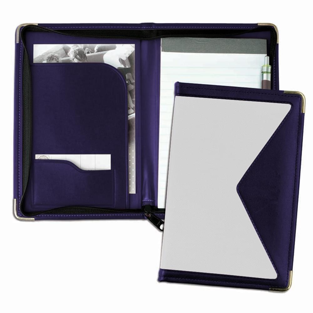 Edge Junior Zipper Folder-600 Denier Nylon and Faux Leather Vinyl-White / Navy