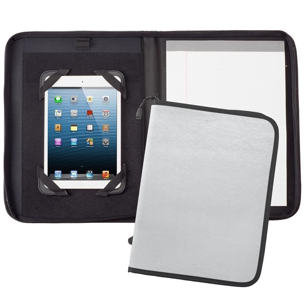 Tribeca Tablet Folder W/Zipper Closure-Polished-White