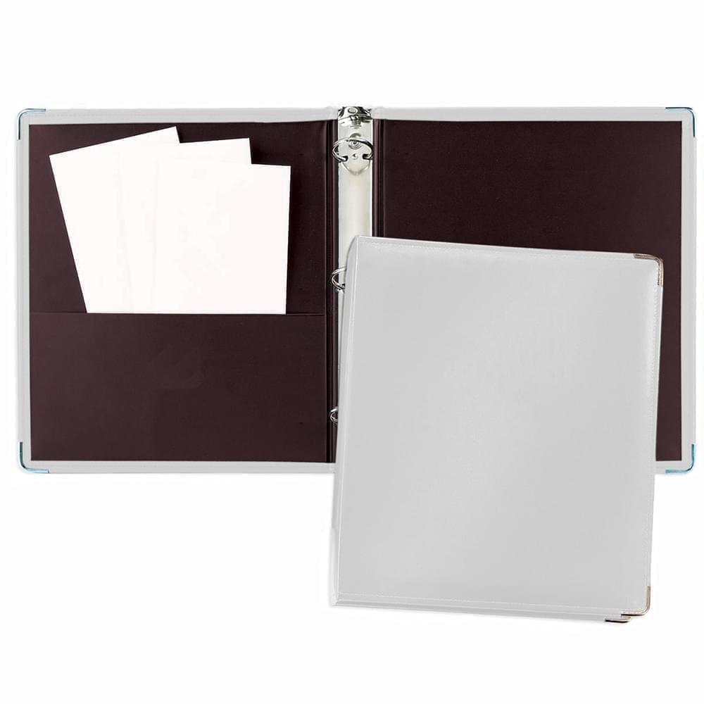 Noble 1/2" Ring Binder-Faux Leather Vinyl-White