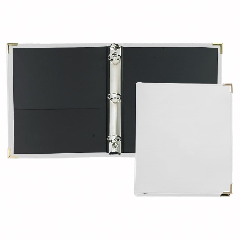 1/2" Stitched Ring Binder-Faux Leather Vinyl-White