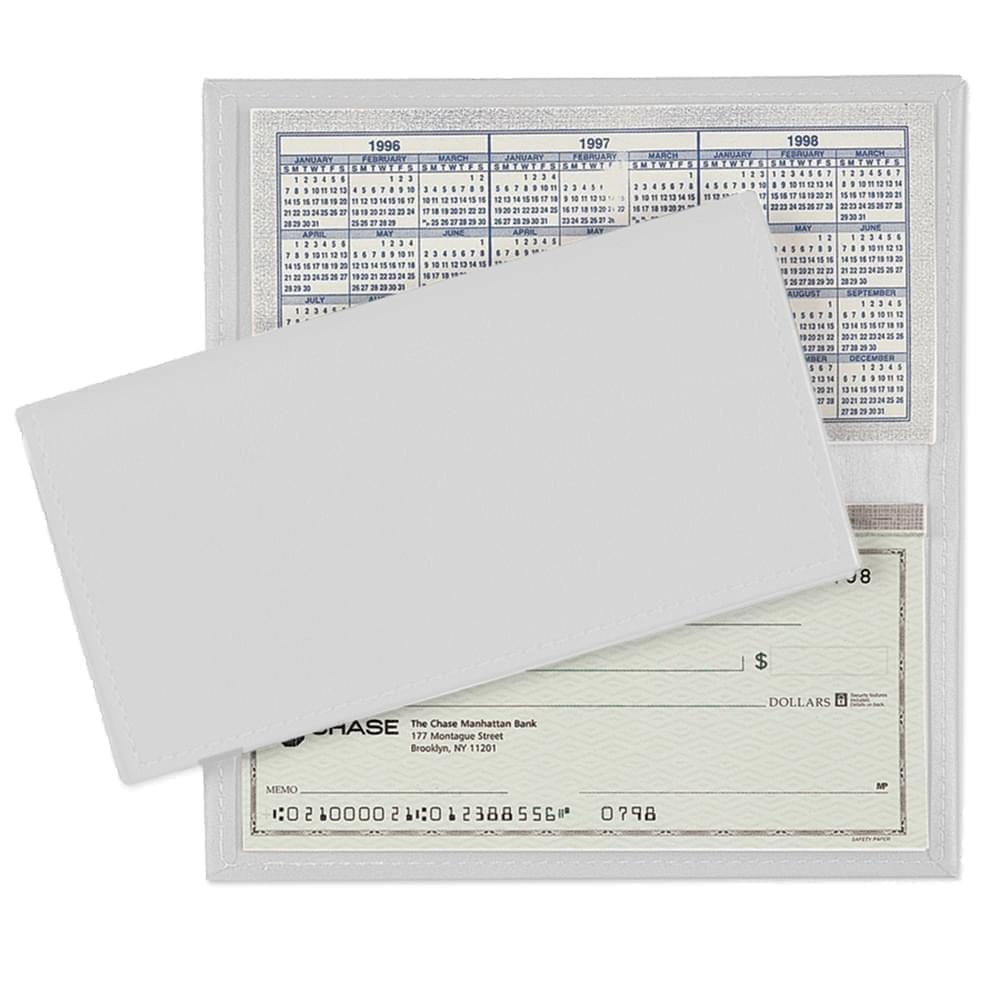 Checkbook Cover-Faux Leather Vinyl-White