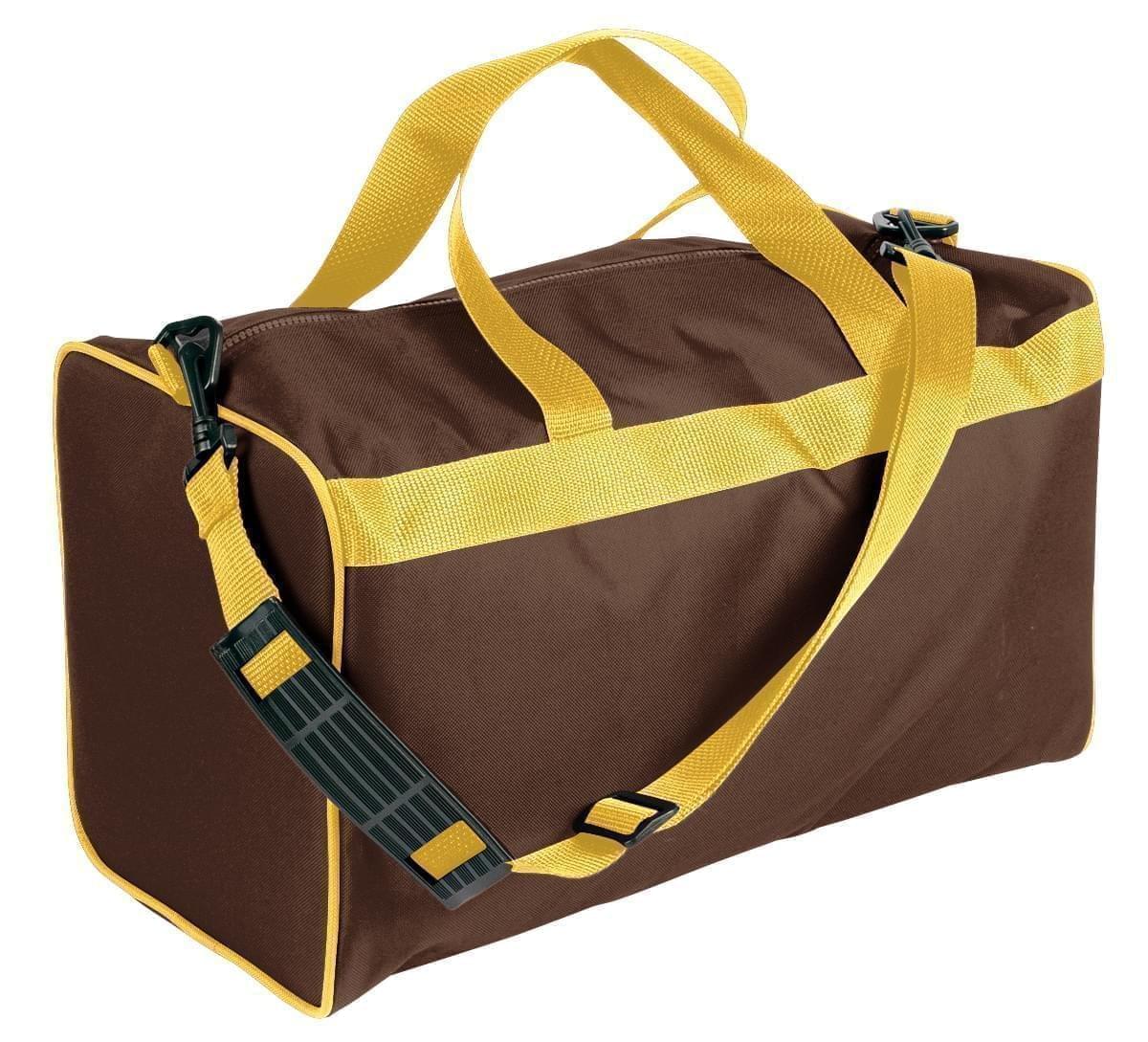 USA Made Nylon Poly Weekend Duffles, Brown-Gold, WLKX31AAP5